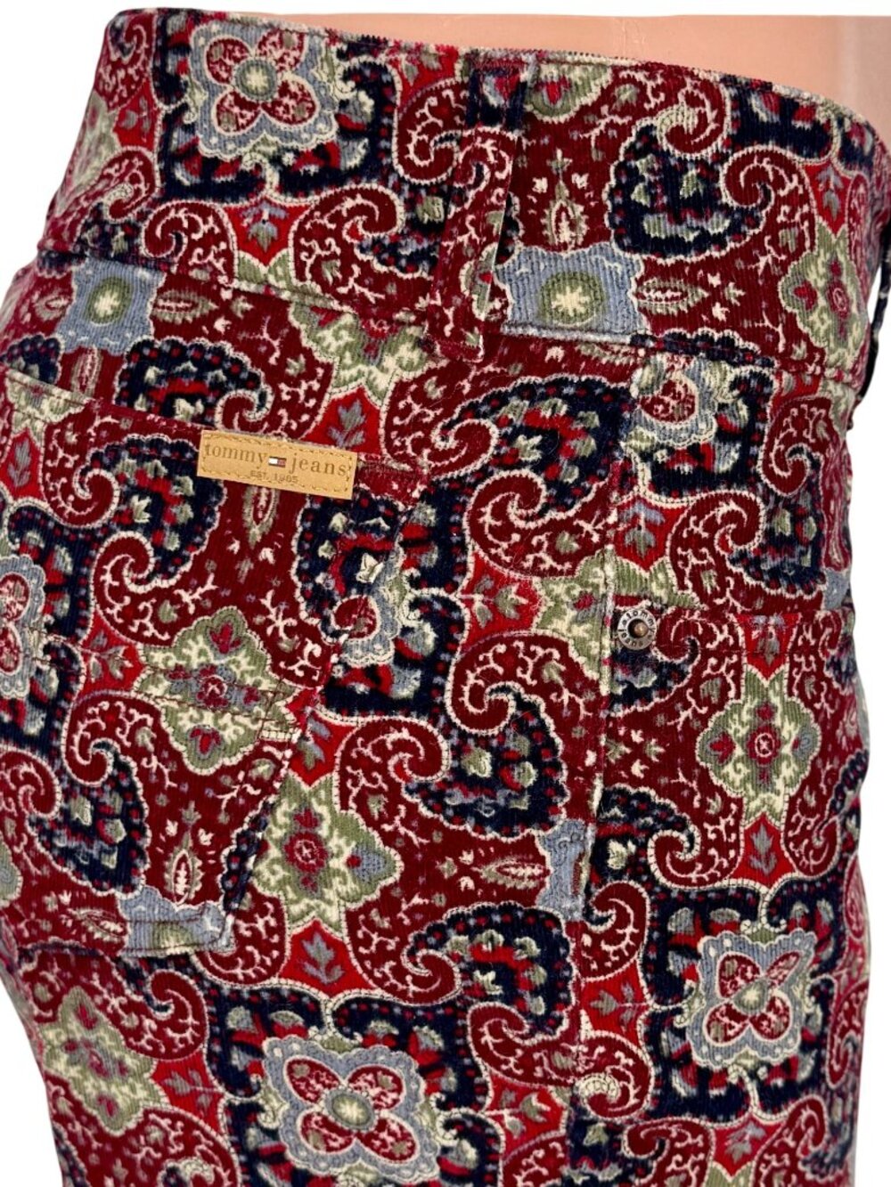 VTG NWT Tommy Hilfiger Paisley Floral Wide Leg Corduroy Jeans | Boho Grunge Y2K - Picture 11 of 16